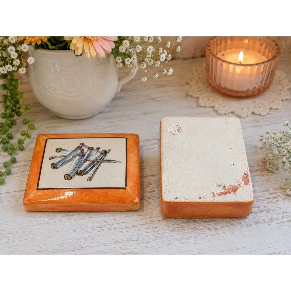 Antique 1920s Czechoslovakia Ceramic Cigarette Box Czecho Art Deco Tobacciana
